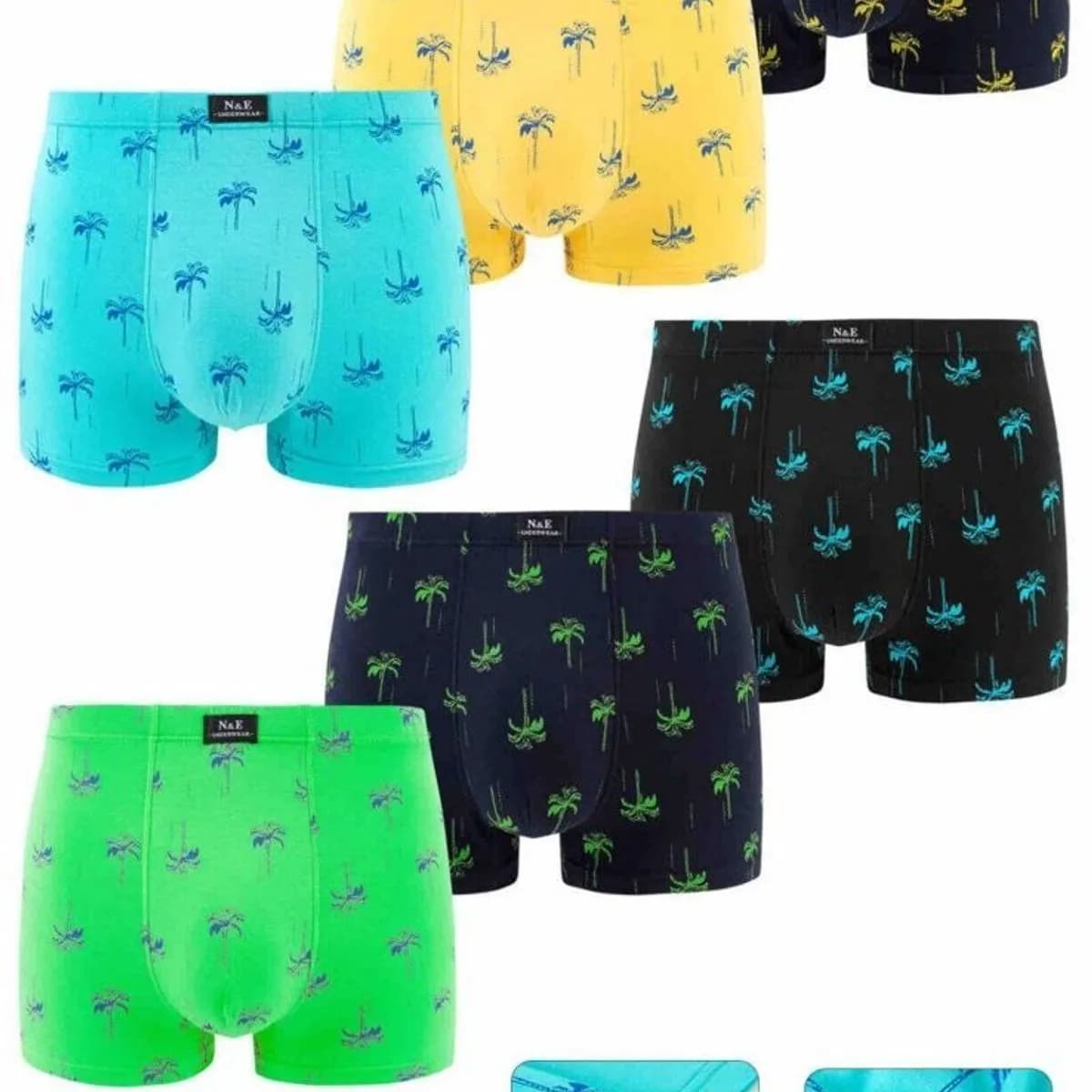 Bokserki męskie Tommy NY bambusowe wzór palm 5 szt S-XXL