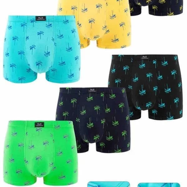 Bokserki męskie Tommy NY bambusowe wzór palm 5 szt S-XXL