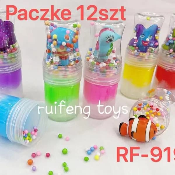 Zabawki Slime w słoiczkach z brokatem i figurkami RF-919