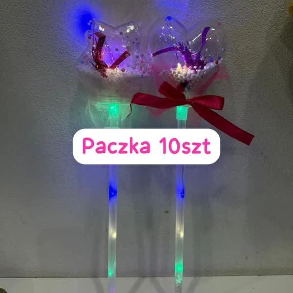 Świecące LED różowe serca na patyku - zabawki