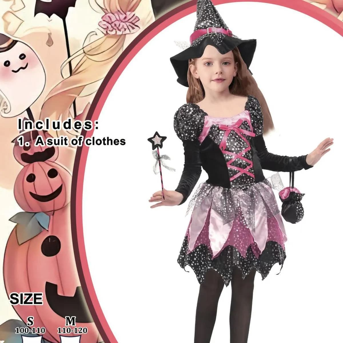 Strój Czarownicy dla Dziewczynki DXJ6406 Rozm. S-XL