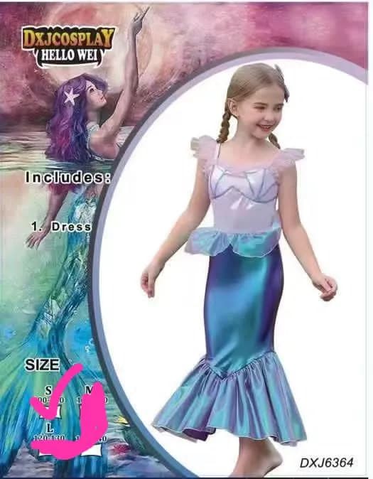 Strój kostiumowy dziewczynki syrenka DXJ634 S-L Halloween