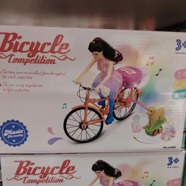 Zabawka Bicycle Competition z lalką i psem 3+