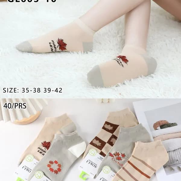 Skarpetki damskie SO&LI GL603-10 z motywem kwiatowym