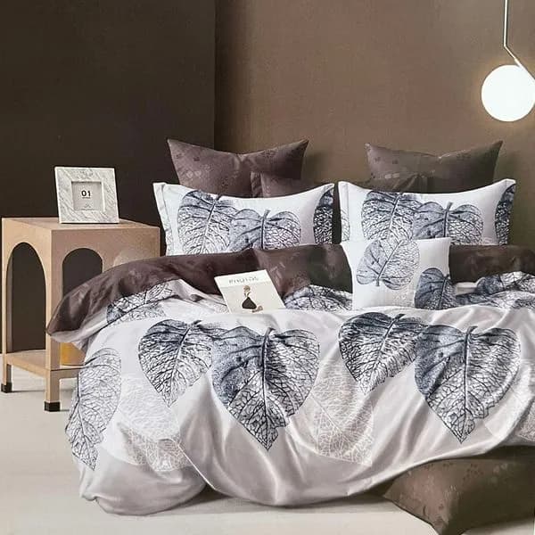 Komplet Pościel 3D 3CZ 200/220 Liście Szare