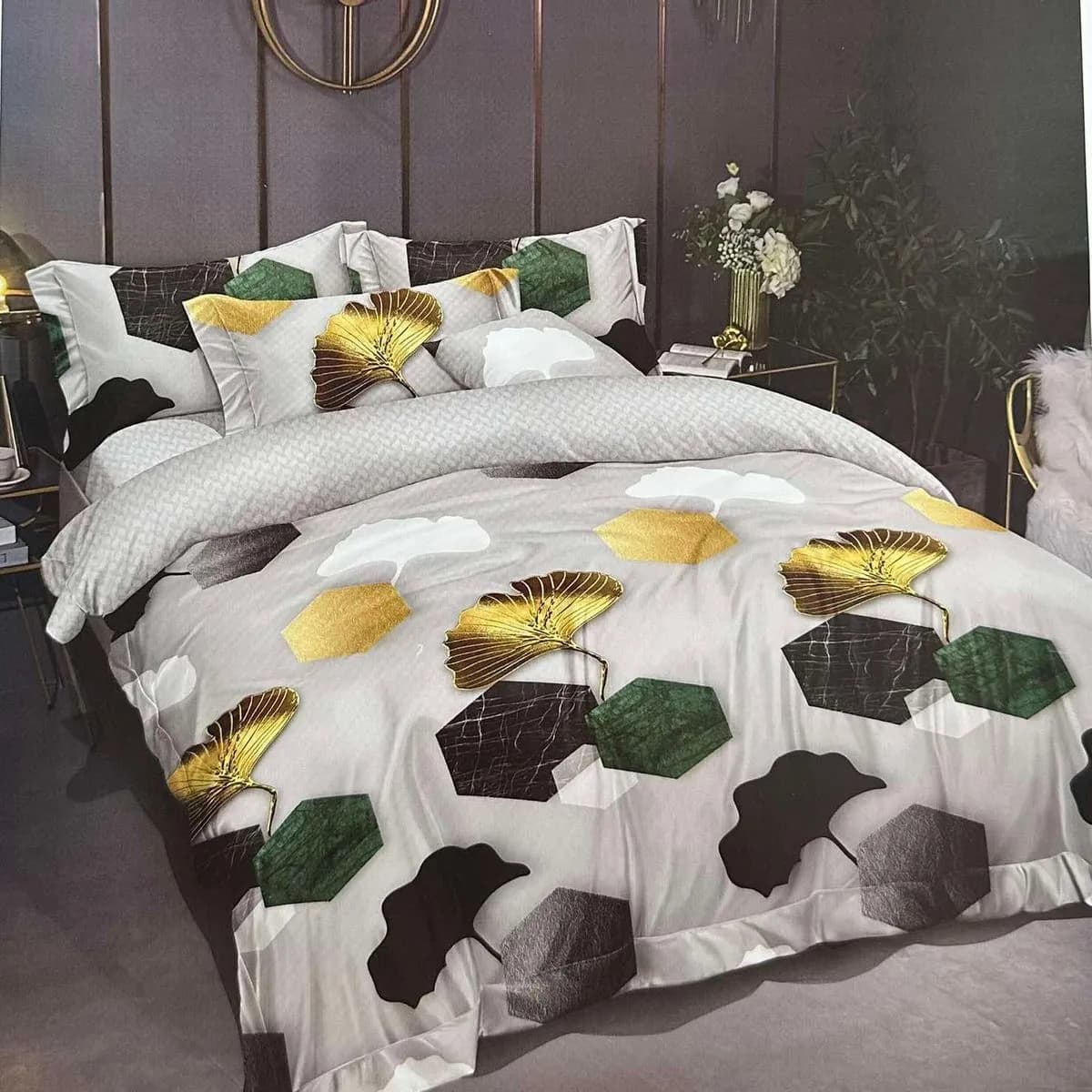 Komplet Pościel 3D 3CZ 200/220 z liśćmi Ginkgo