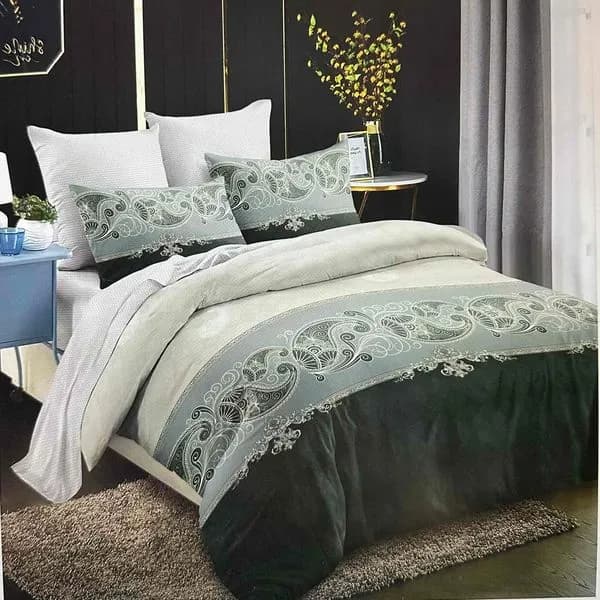 Komplet Pościel 3D 3CZ 200/220 szaro-zielony