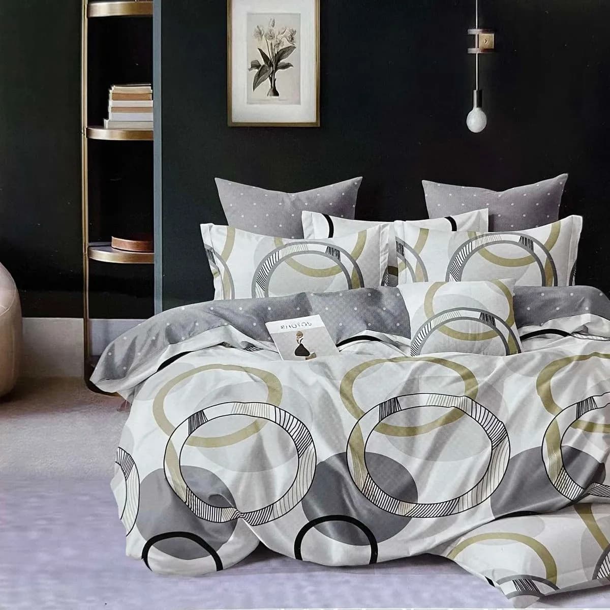 Komplet Pościel 3D 3CZ 200/220 szary z kołami