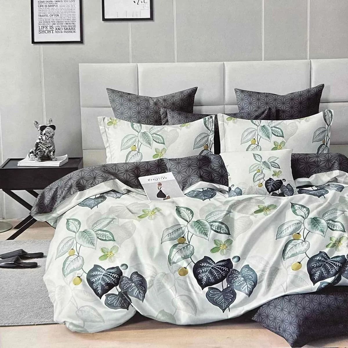 Komplet Pościel 3D 3CZ 200/220 Zielony Liście