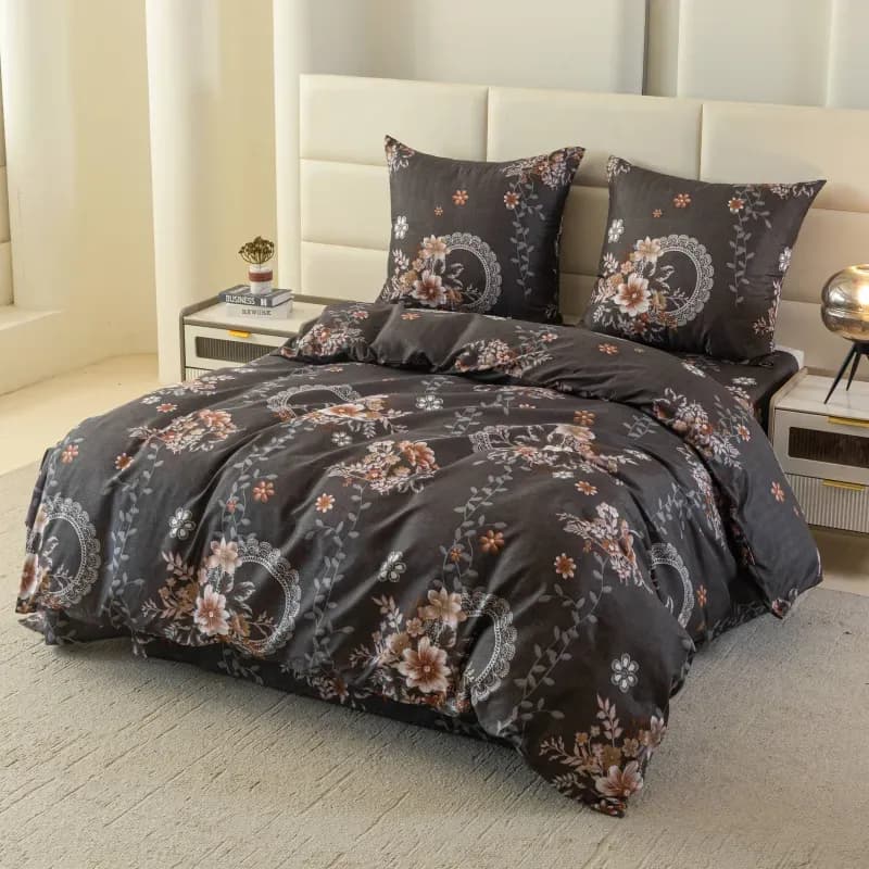 Komplet Pościel 3D 3CZ 200/220 Kwiatowy Szary