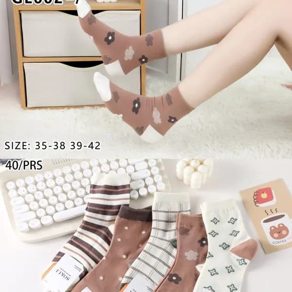 Skarpetki damskie SO&LI GL602-7 z misiem, rozmiar 35-39/40-42