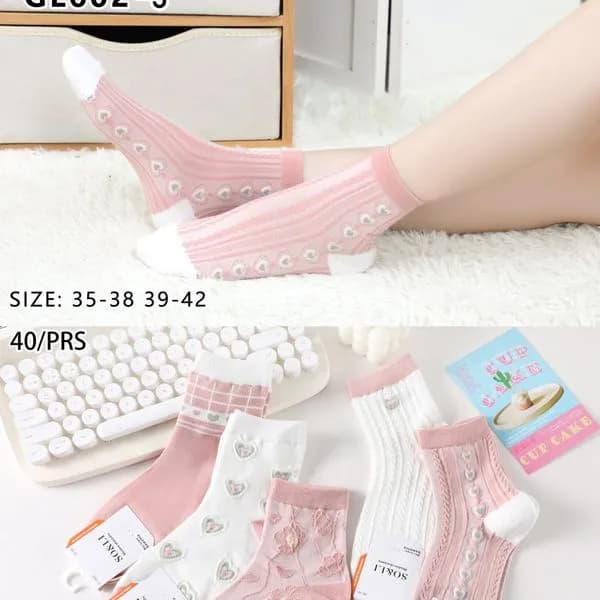 Skarpetki damskie SO&LT GL602-3 różowe wzorzyste roz. 35-42