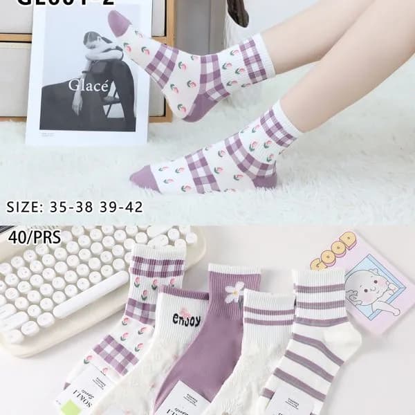 Skarpetki damskie SO&LI GL601-2 z motywem truskawek