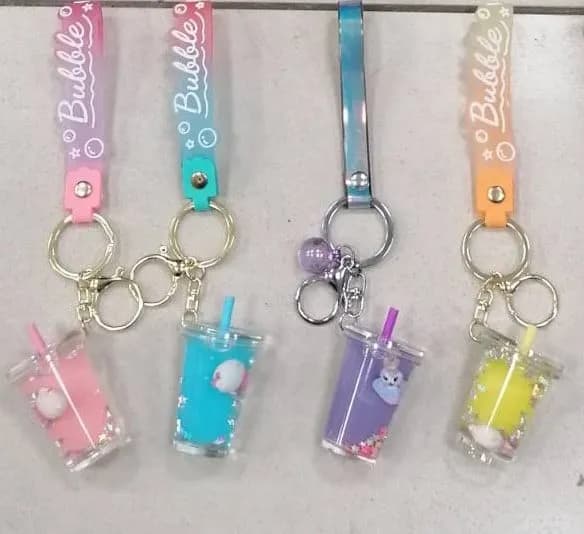Brelok do Kluczy Bubble Tea z Płynem i Paskiem, Mix Kolorów 24 szt.