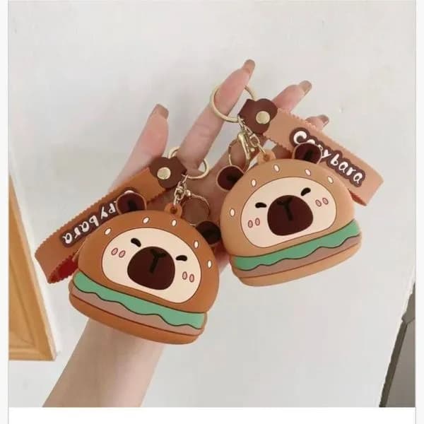 Brelok Kapibara Burger Silikonowy z Paskiem 12szt