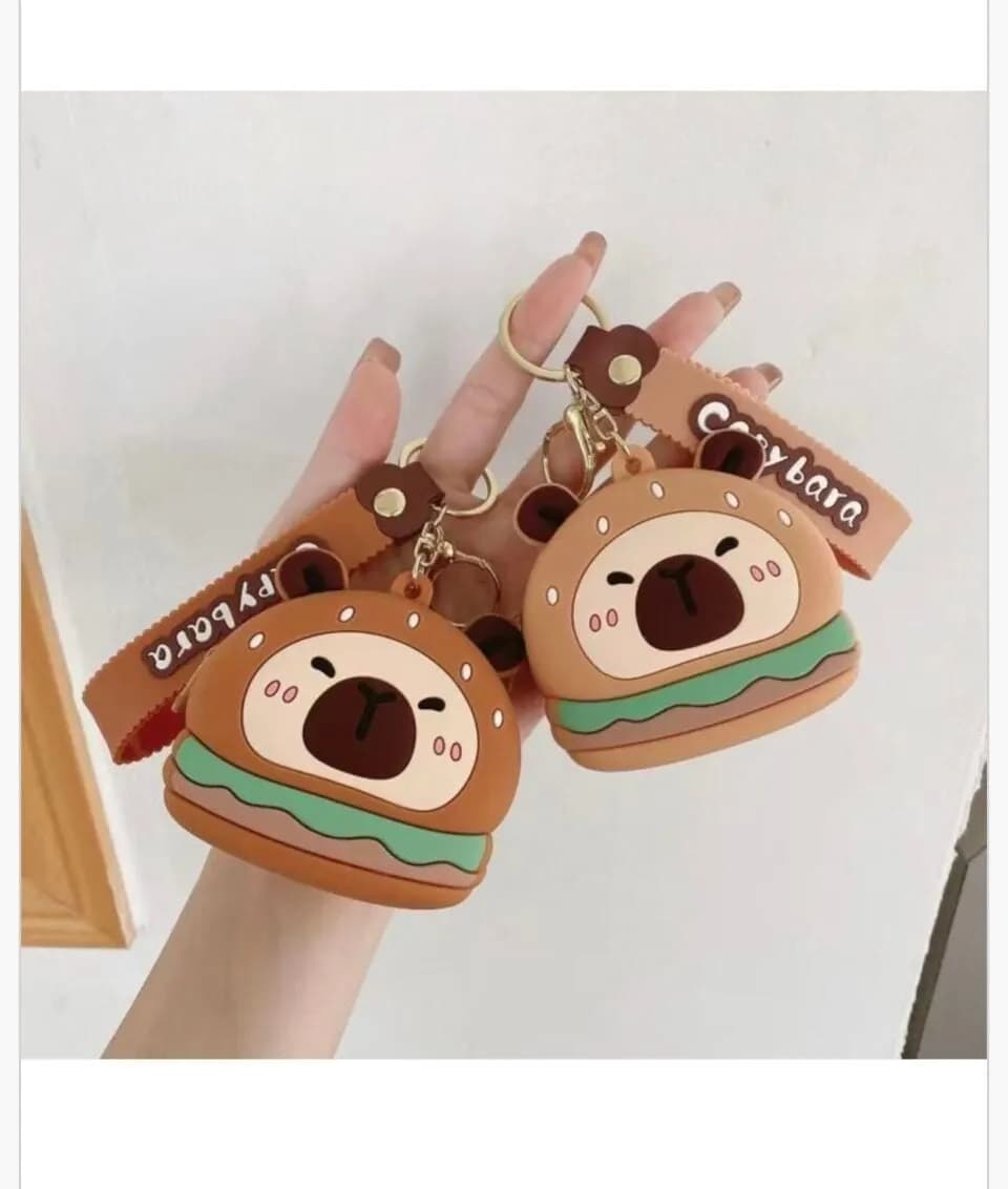 Brelok Kapibara Burger Silikonowy z Paskiem 12szt