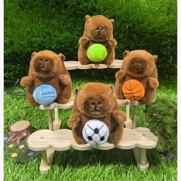 Brelok do Kluczy Kapibara z Piłką Sportową, Pluszowy 12 szt.