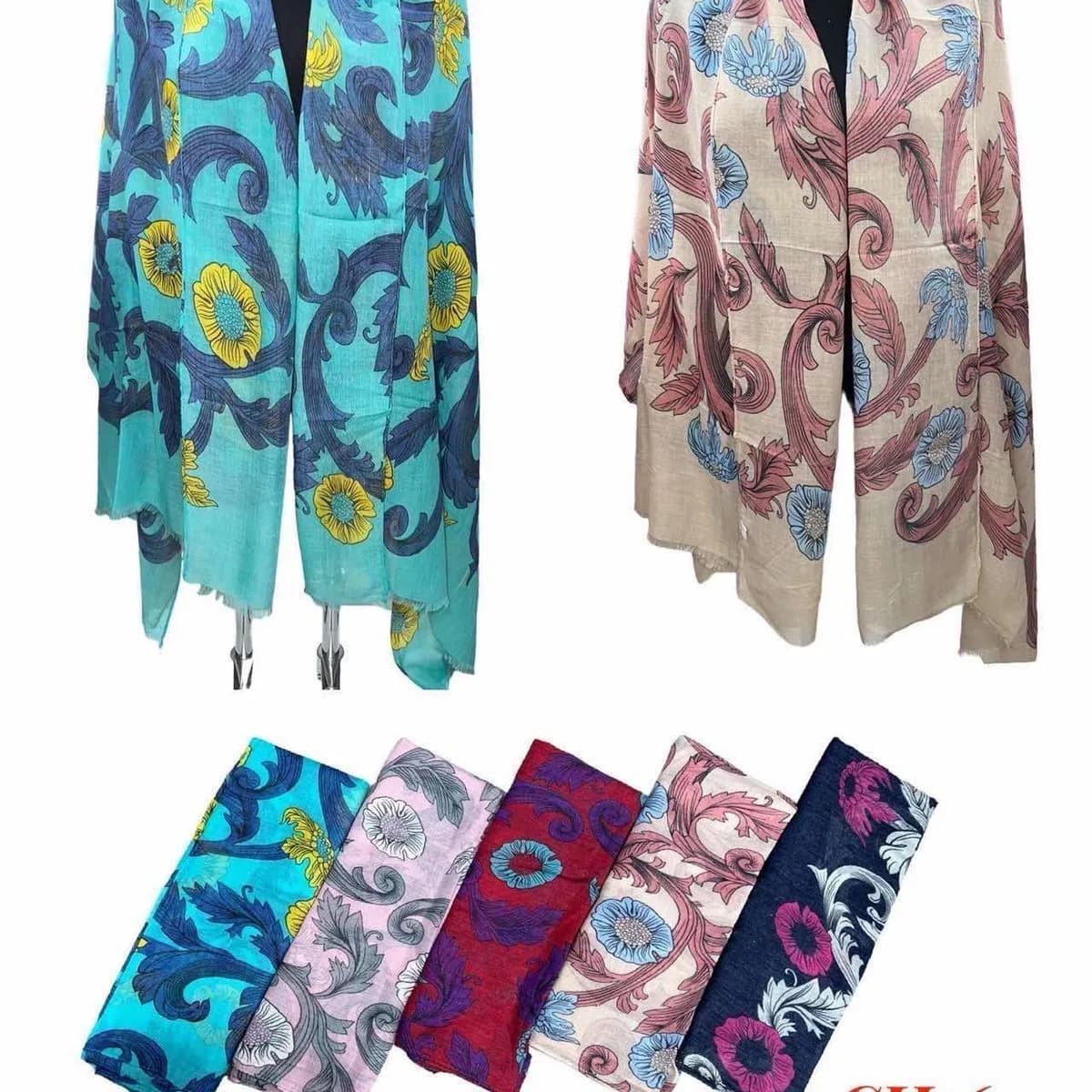 Szale damskie bawełniane wzór kwiatowy 100% cotton CH61617