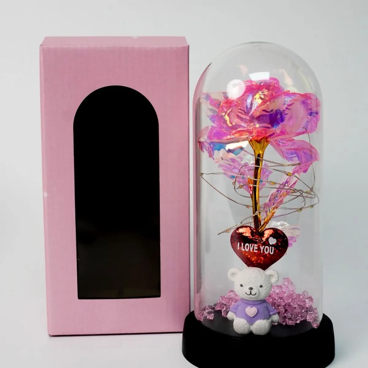 Pudełko Prezent Kwiaty LED