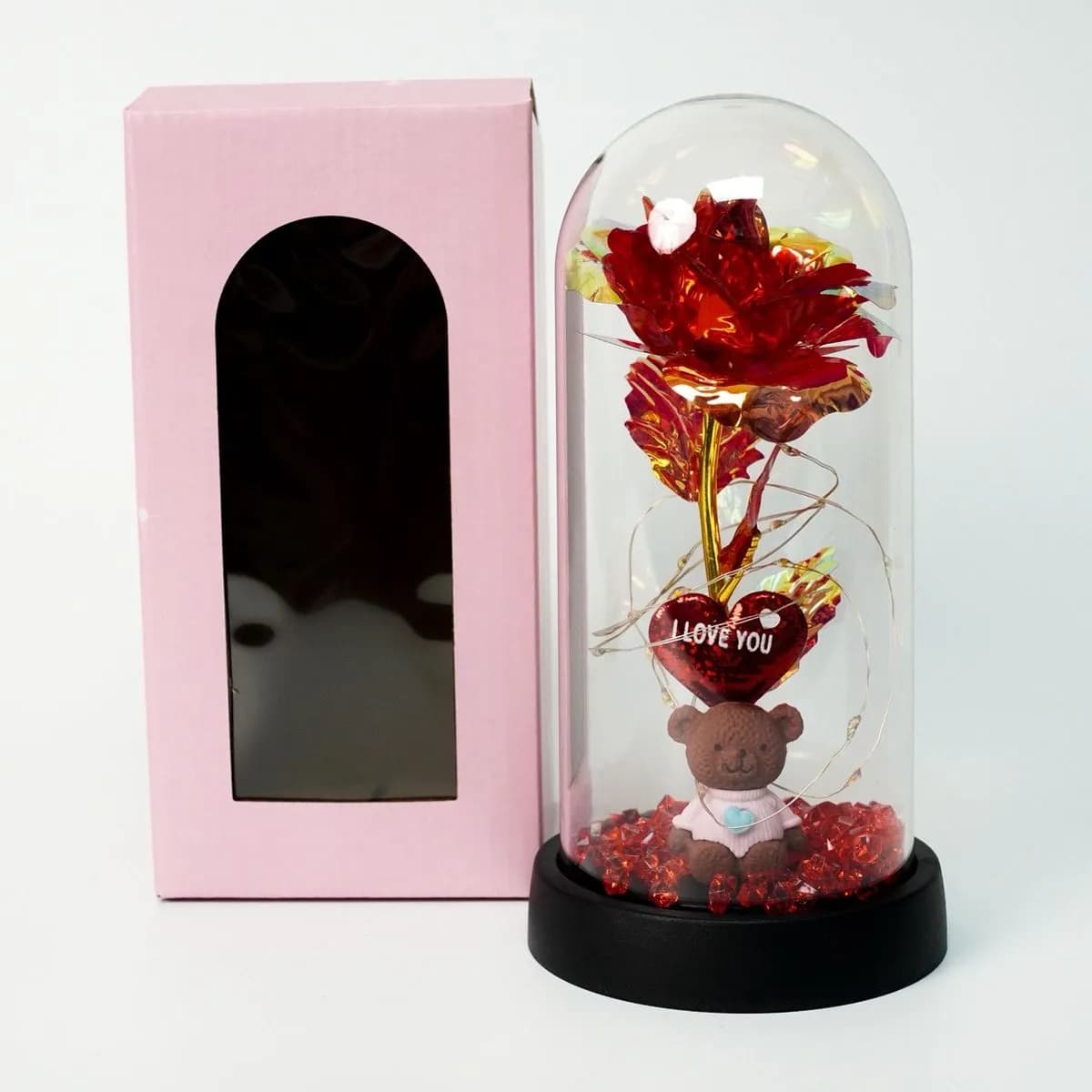 Pudełko Prezent Kwiaty LED