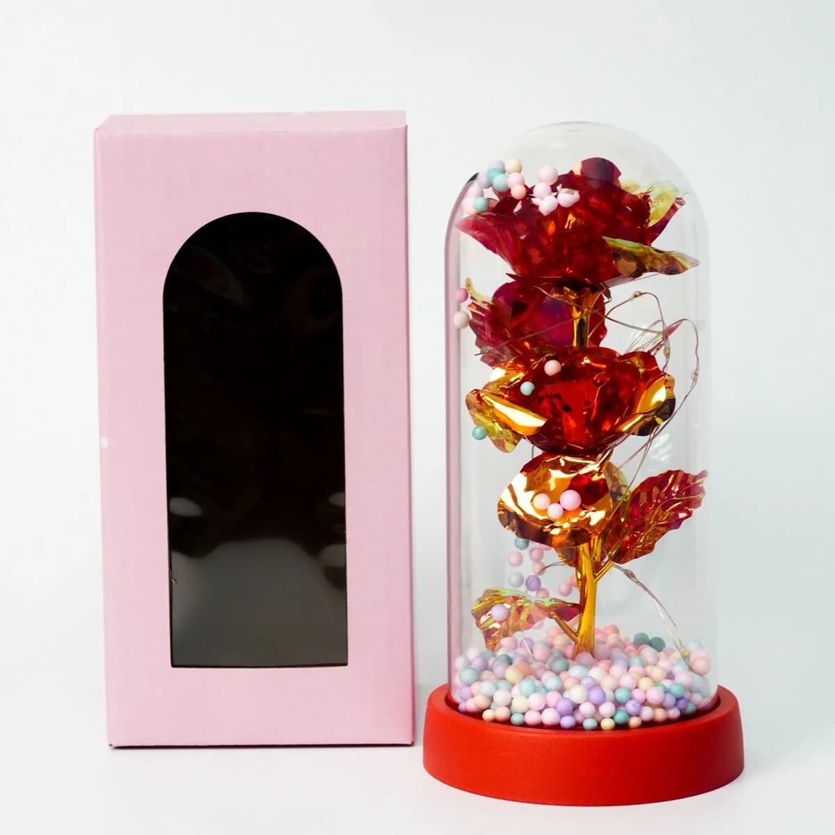 Pudełko Prezent Kwiaty LED