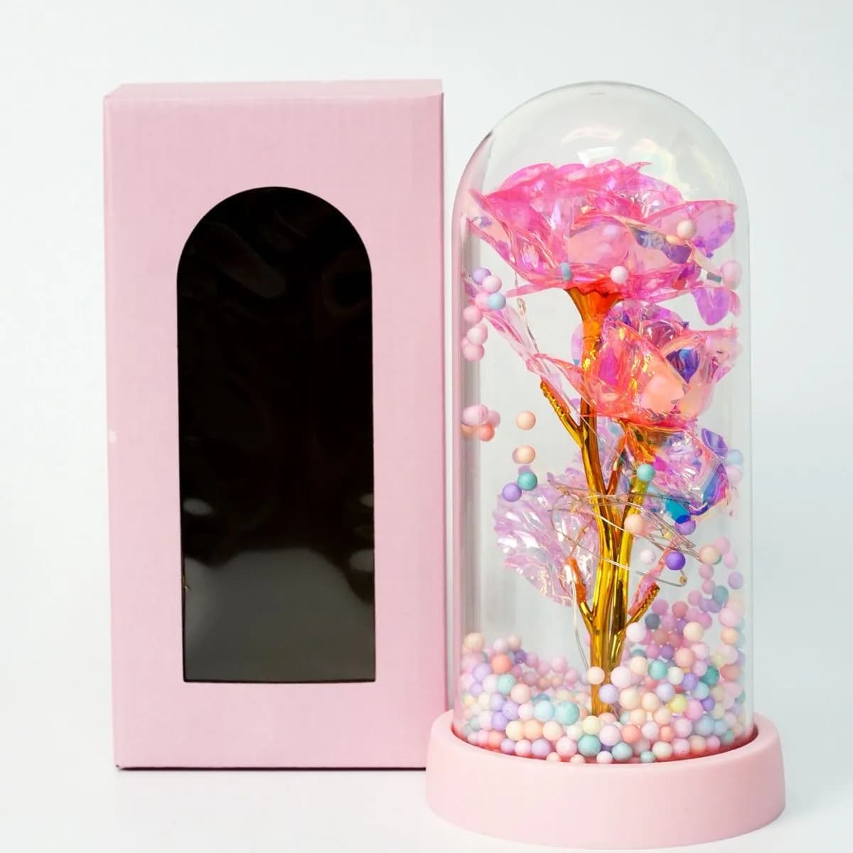 Pudełko Prezent Kwiaty LED