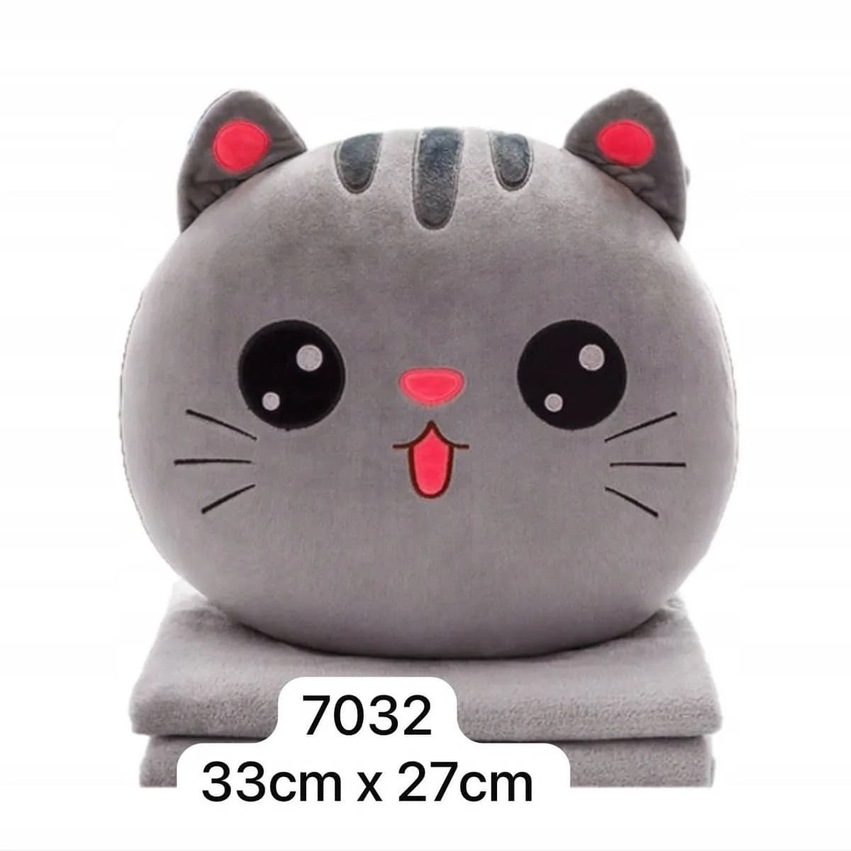 Maskotka kot z kocykiem szara 33cm x 27cm