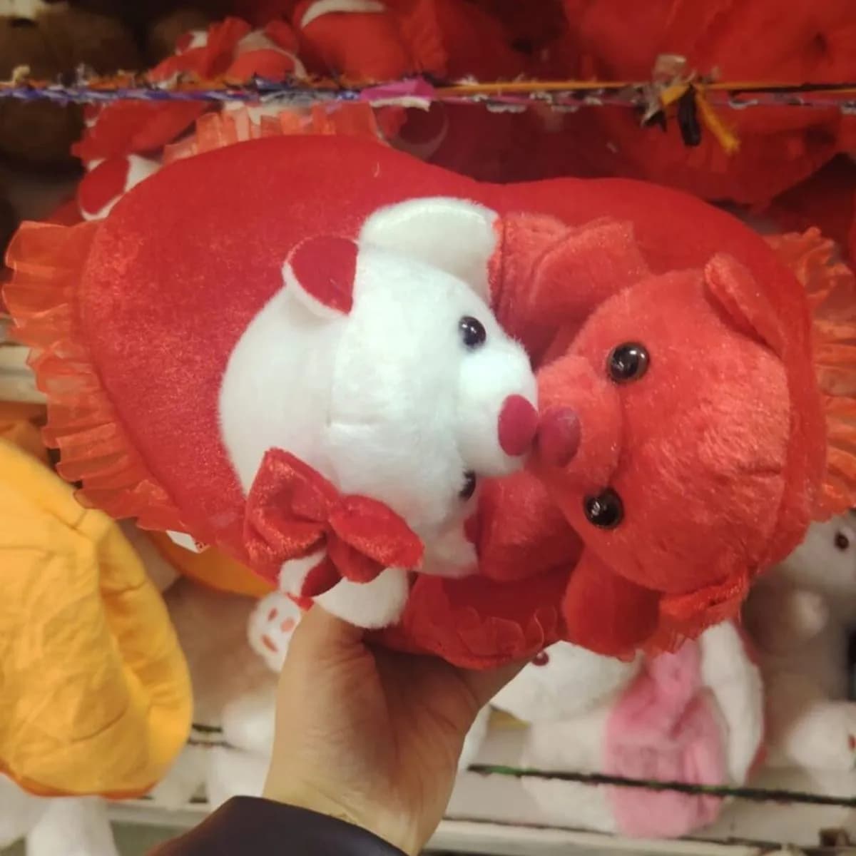 Maskotka pluszowa para misiów czerwony i biały