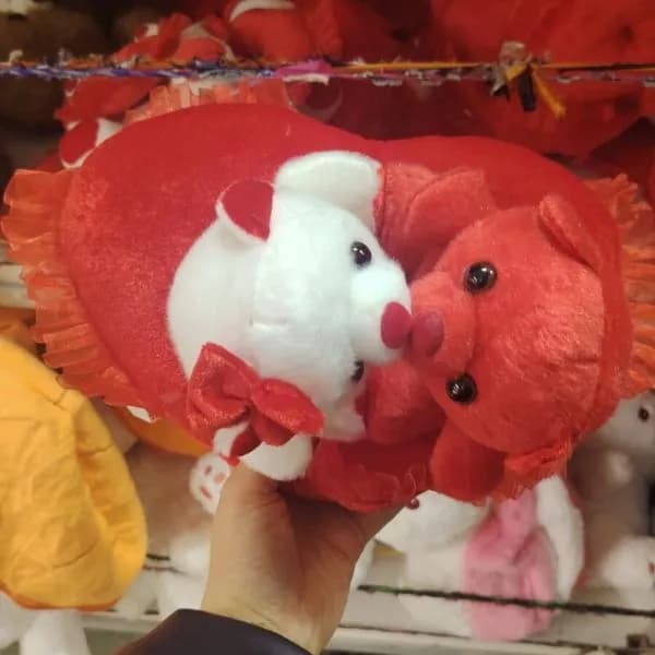 Maskotka pluszowa para misiów czerwony i biały