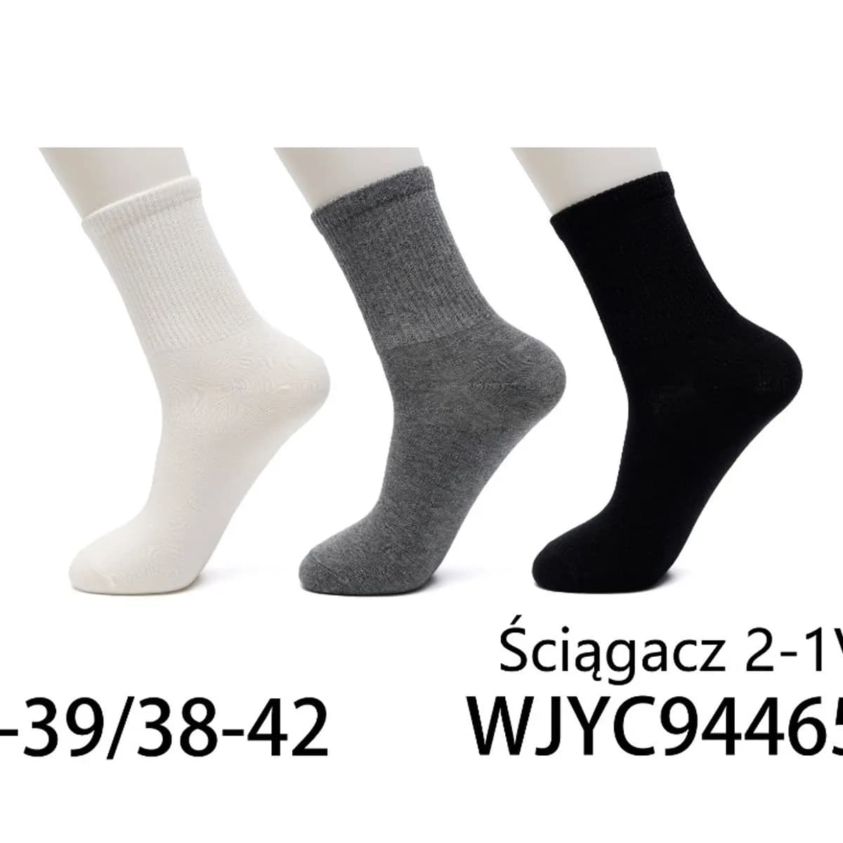 Skarpetki męskie ściągacz 2w1 biały/szary/czarny 35-42