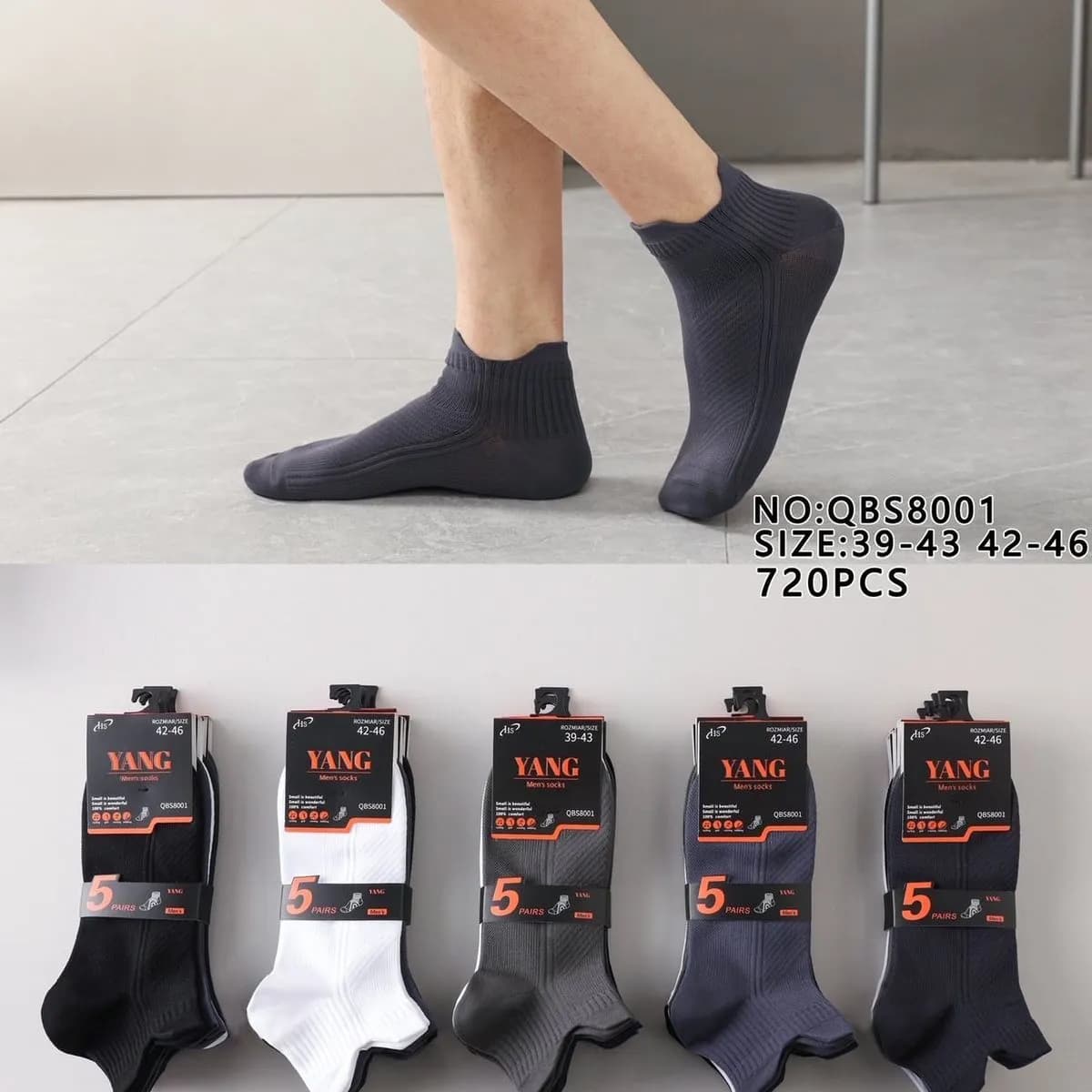 Skarpetki męskie Yang rozmiar 39-46, 5 szt.