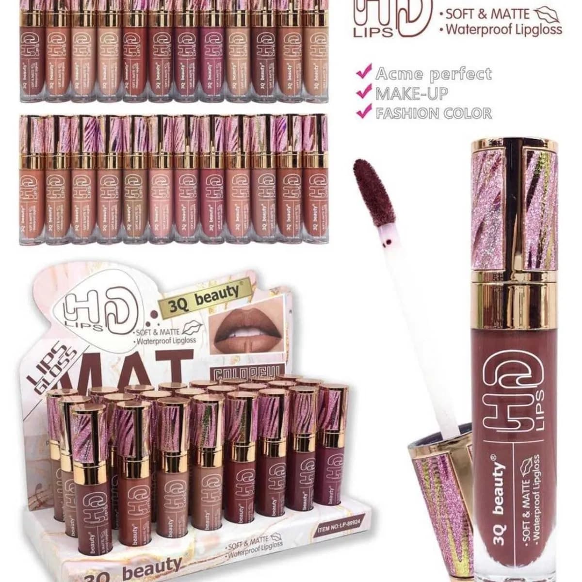 3Q Soft & Matte Lipgloss - Matowy błyszczyk wodoodporny 48 szt.