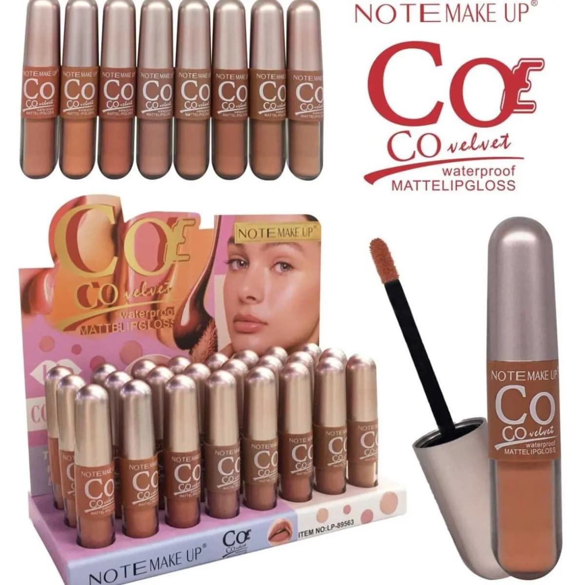 Matte Lip Gloss Note Make Up COCO Velvet Wodoodporny 48 szt.