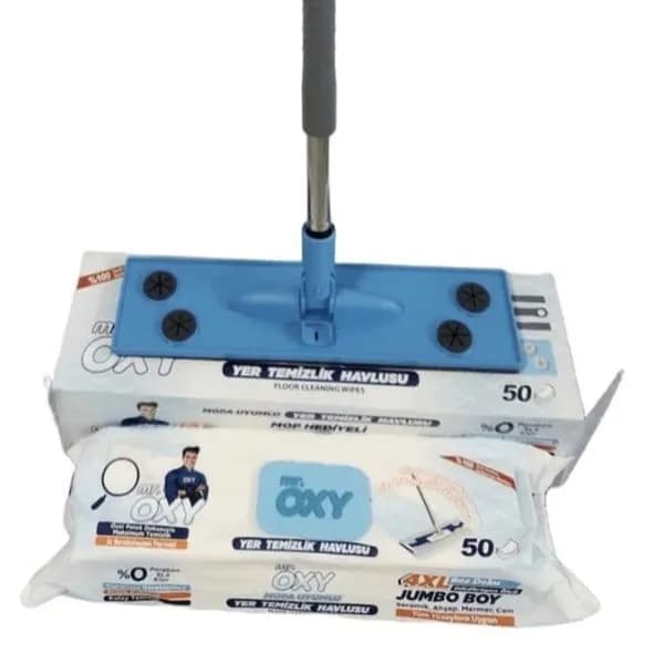 Zestaw Mr. OXY: Chusteczki do Mycia Podłóg 50szt + MOP Jumbo 4XL