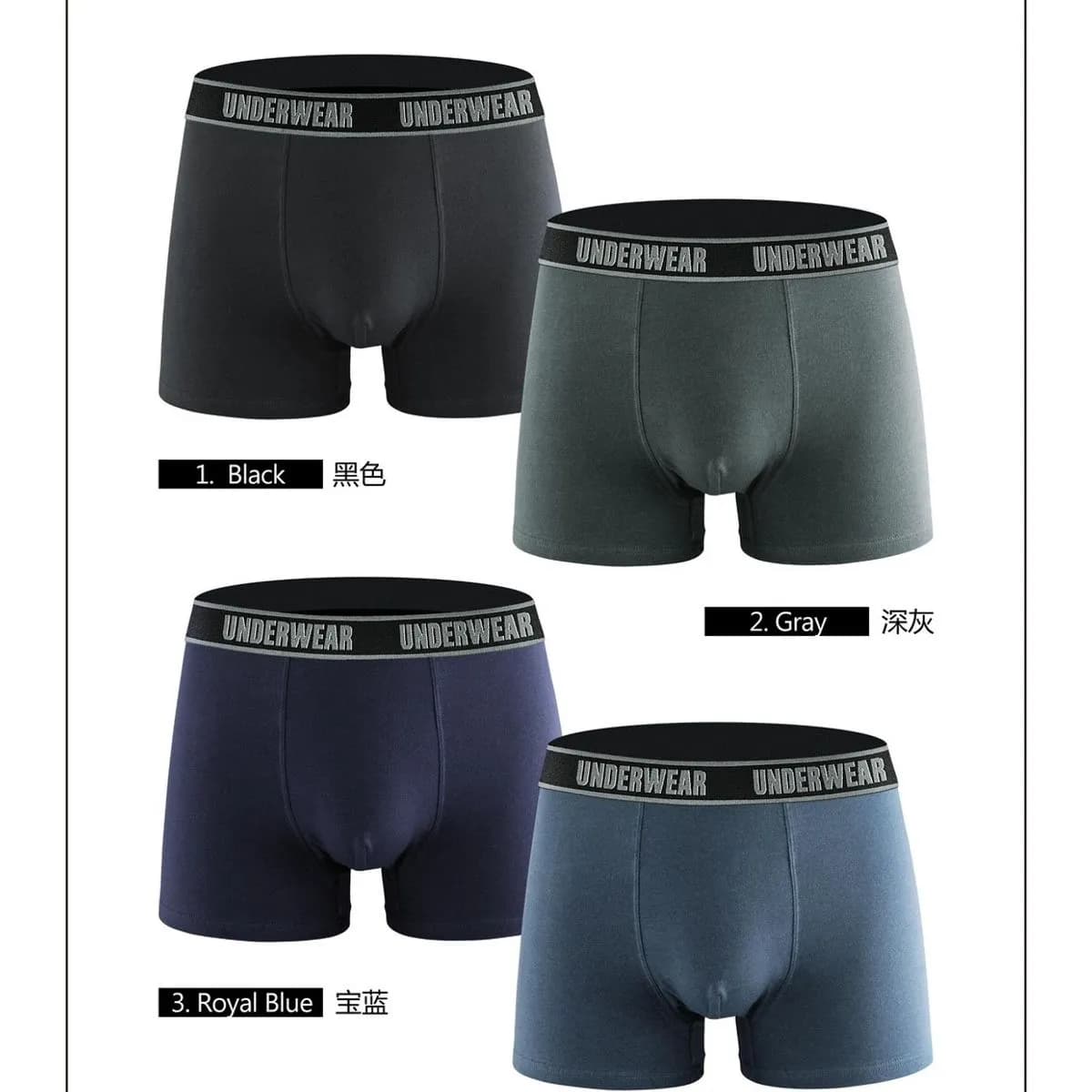 Bokserki męskie 4 szt. YME-072 czarny/szary/granatowy