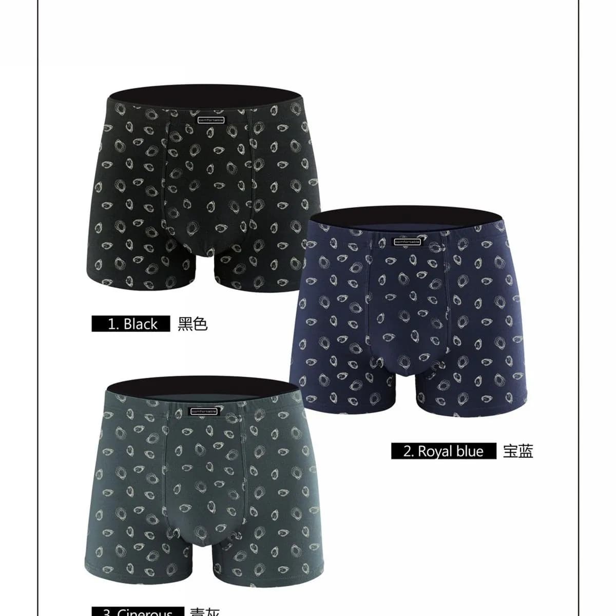 Bokserki męskie GC-CSK wzór paisley 3 szt. Black, Royal Blue, Ciner