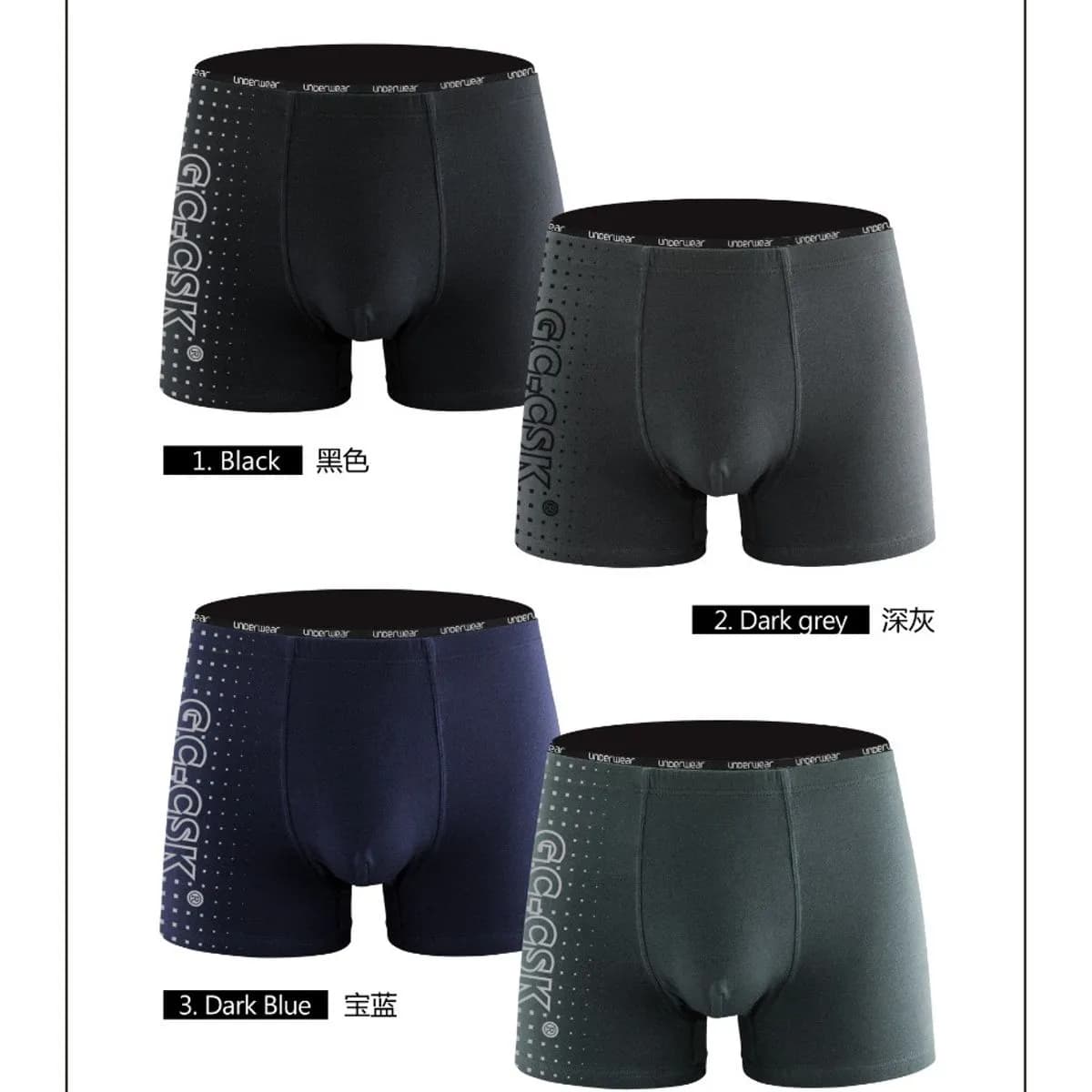Bokserki męskie GC-CSK 4 szt. czarny/szary/granatowy/czernawy