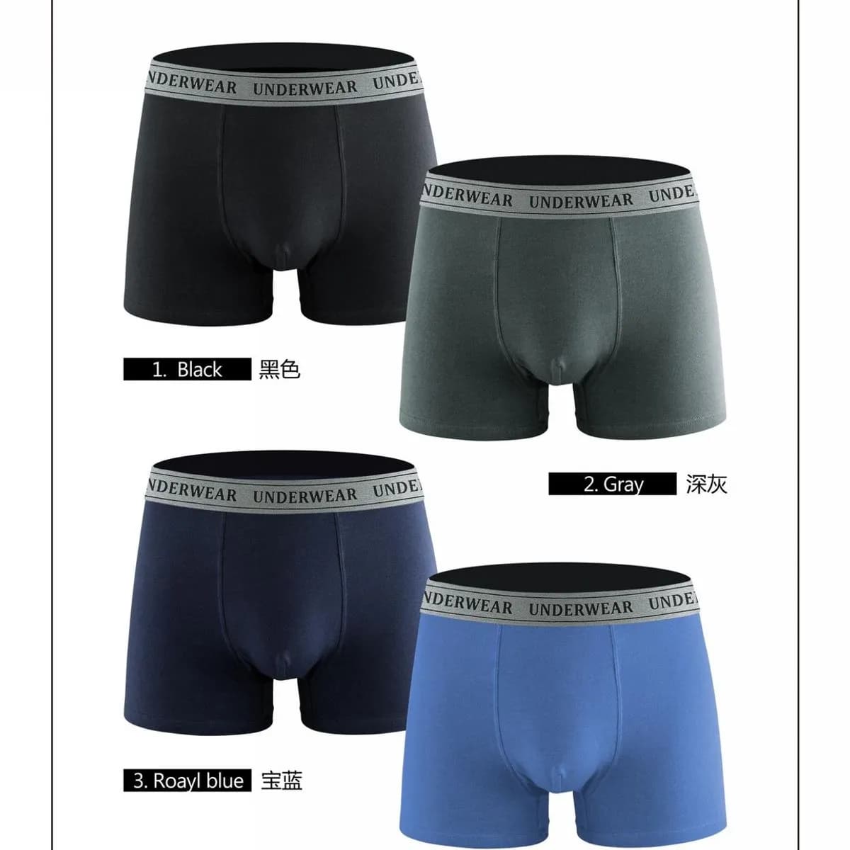 Bokserki męskie 4 szt. czarny/szary/granatowy/royal blue SKU 7012026-182