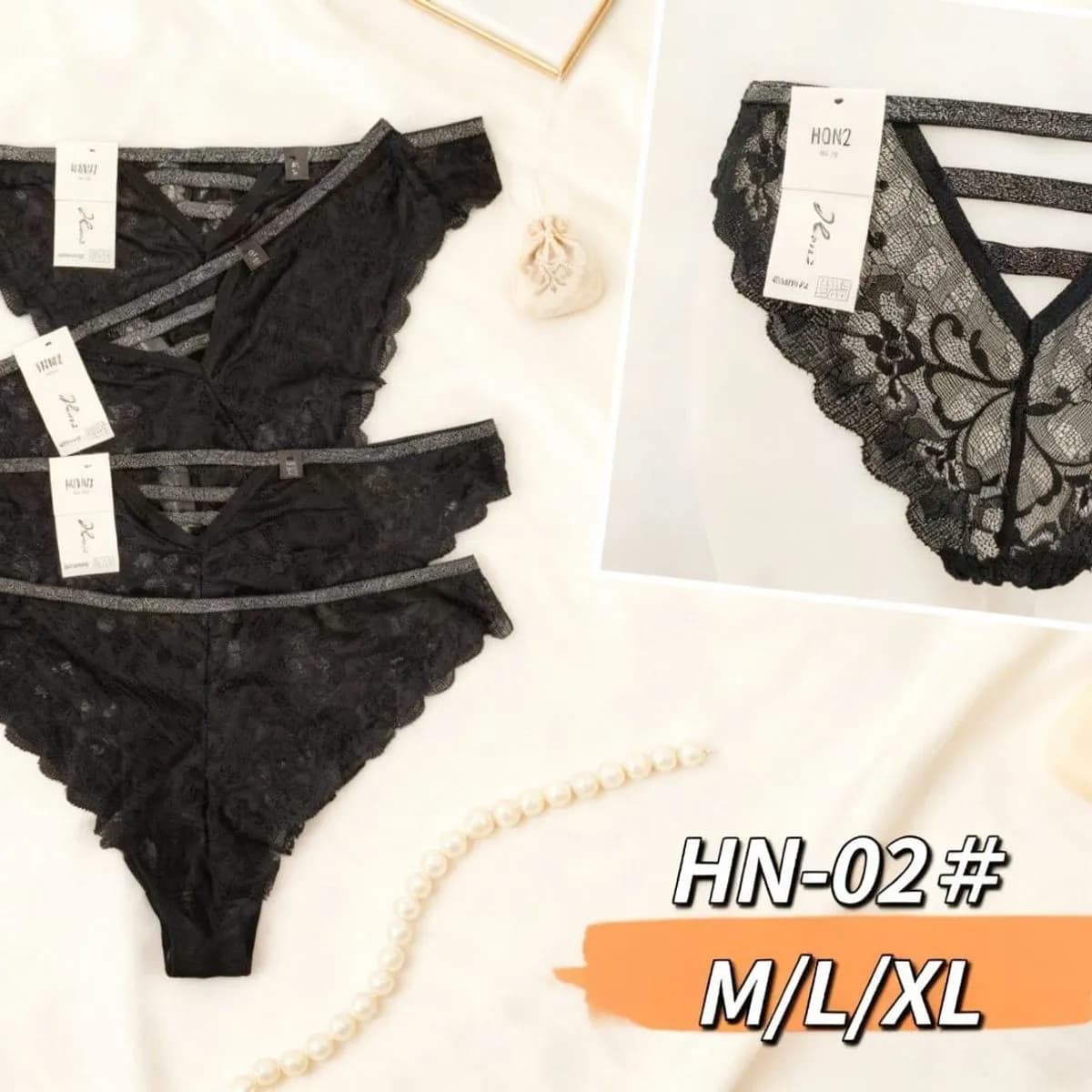 Majtki damskie koronkowe czarne HN-N02 M/L/XL