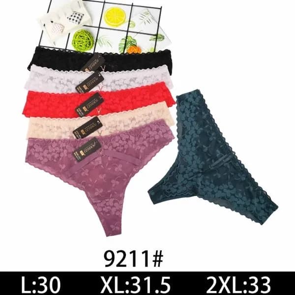Majtki damskie stringi koronkowe 5 szt. L-2XL 9211#