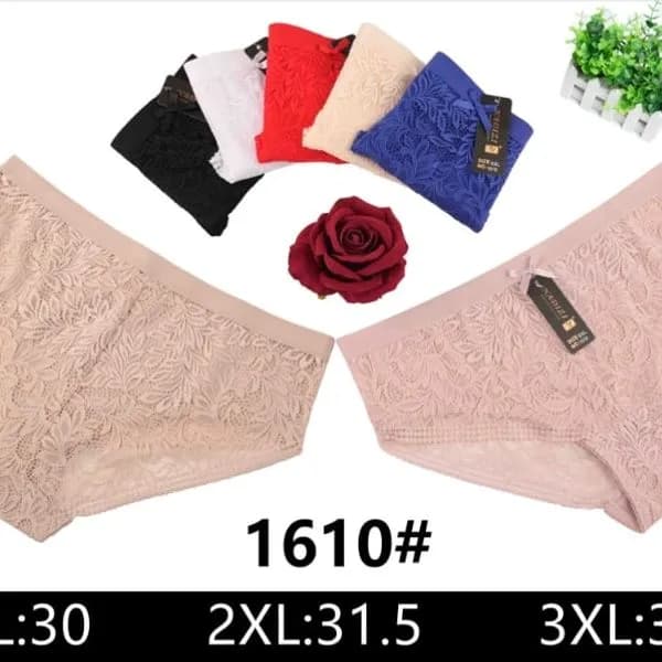 Majtki damskie XL-3XL koronkowe 1610# beżowe/czarne/białe/czerwone/niebieskie
