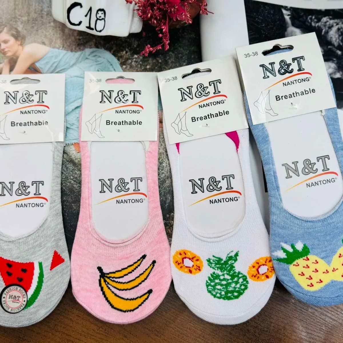 Skarpetki damskie N&T Breathable z motywami owocowymi