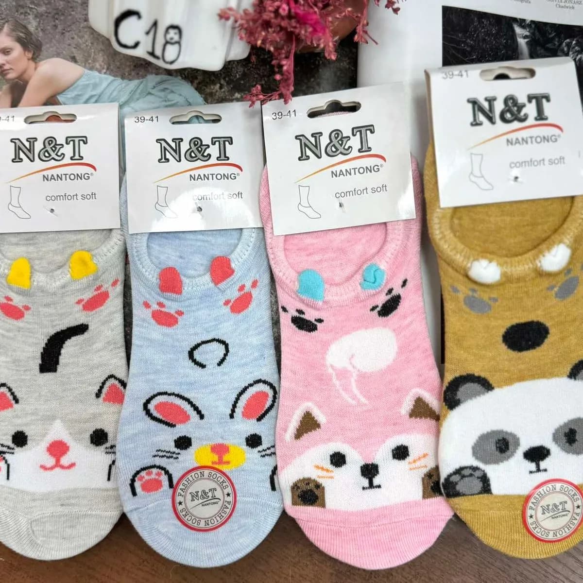 Skarpetki damskie N&T z nadrukami zwierzątek 4 pary