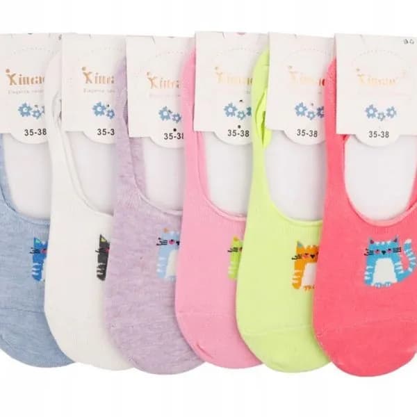 Skarpetki damskie stopki z kotkami 35-38 Kim 6 par