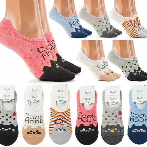 Skarpetki damskie Cool Mode z kotami, zestaw wielokolorowy