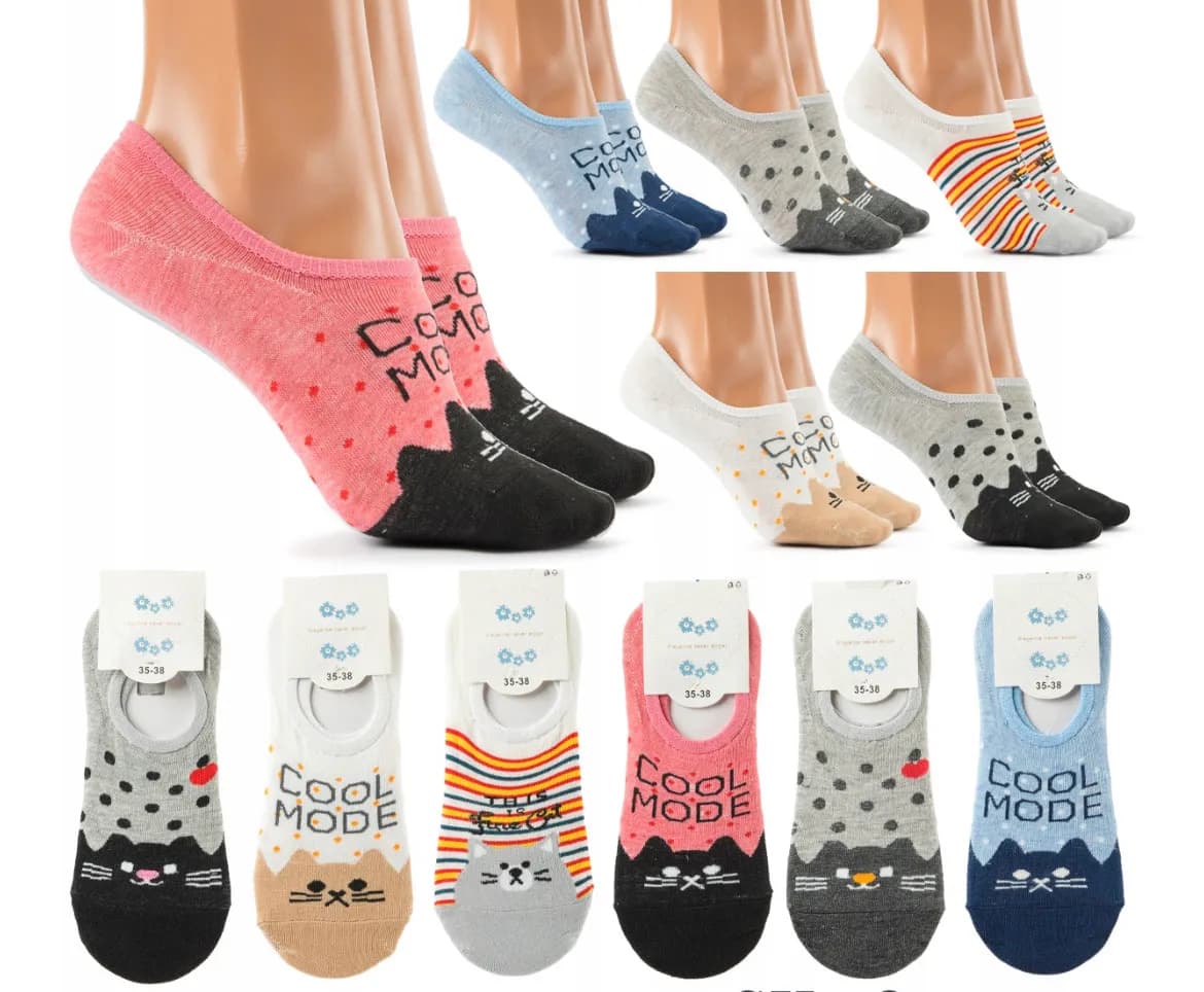 Skarpetki damskie Cool Mode z kotami, zestaw wielokolorowy