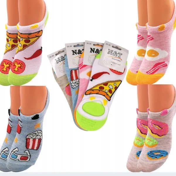 Skarpetki damskie niskie wzorzyste N&D mix kolorów