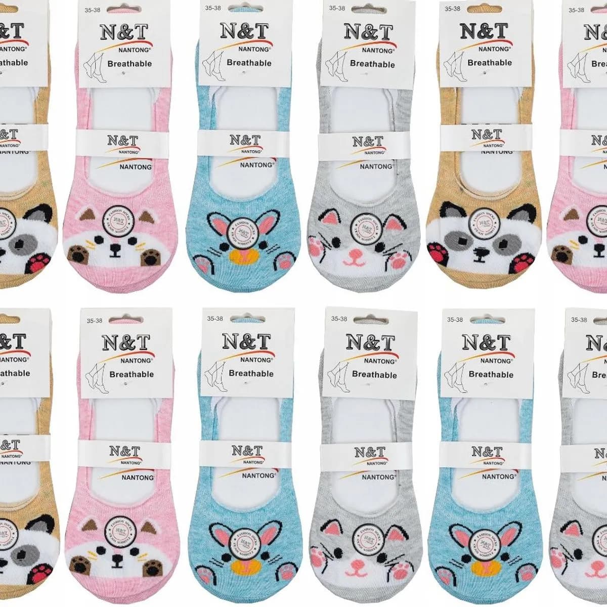 Skarpetki damskie N&T z kotkami, wzorzyste, 48 szt