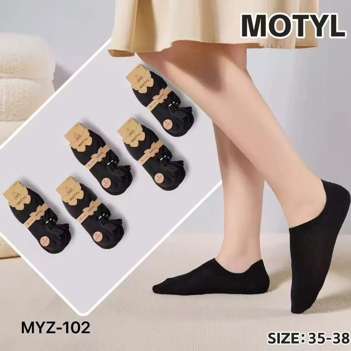 Skarpetki damskie czarne motyle MYZ-102 roz. 35-38