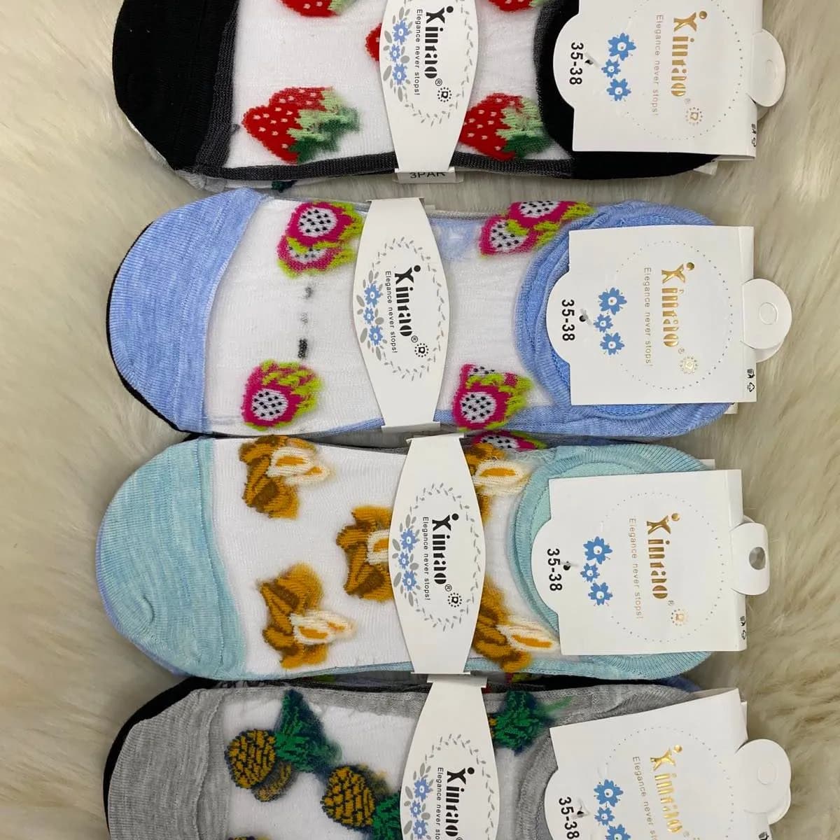 Skarpetki damskie rozmiar 35-38 z motywami owocowymi